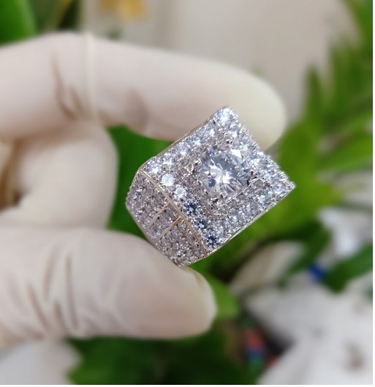 Nhẫn nam đính đá trắng thời trang đẳng cấp