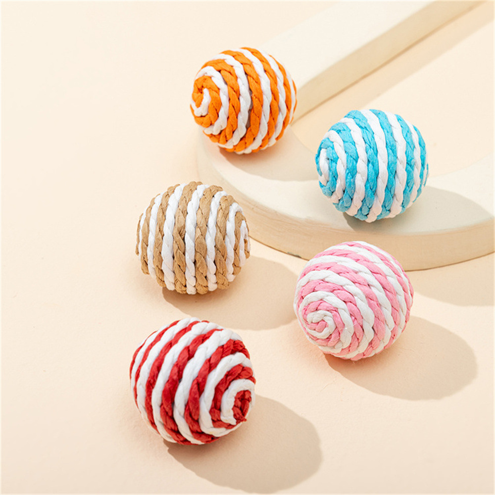 Fun Candy Colors Cat Toy Engaging Pet Plaything Entertaining Teaser Cat Toy Durable Sisal Cat Toy Interactive Cat Toy Ball