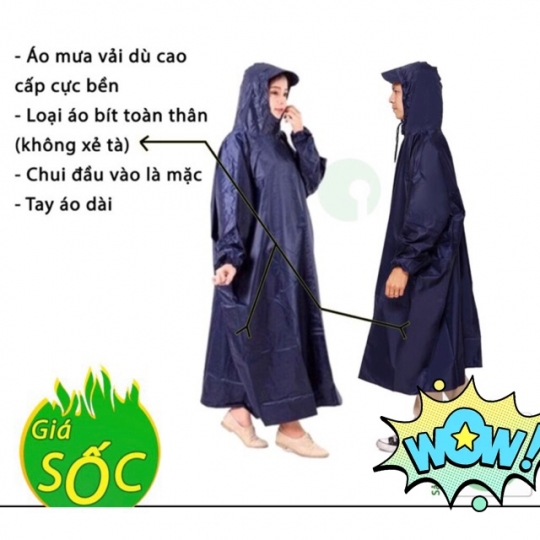Áo Mưa Bít Vải Dù Người Lớn 1m4