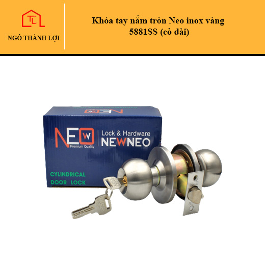 Khóa tay nắm tròn Neo inox vàng 5881SS , khóa cửa kho, khóa cửa toilet,...