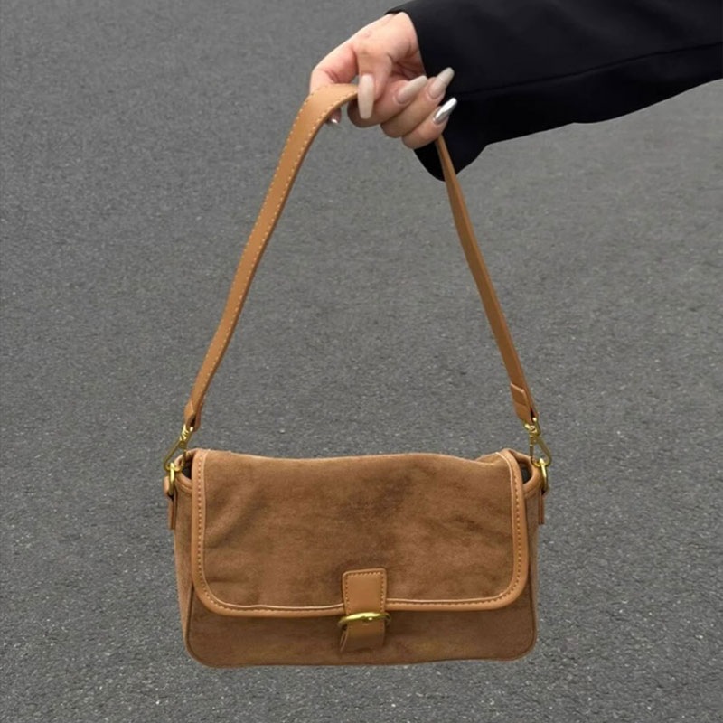 C&K Niche designer retro high-grade texture suede handbag