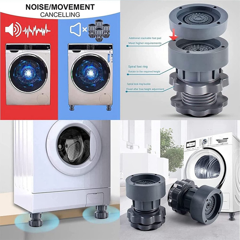 Adjustable Height Washing Machine Support Gray Adjustable Machine Support Anti Vibration Washing Machine Foot Pad, Washing Machine Rubber Feet Pad 4PCS
