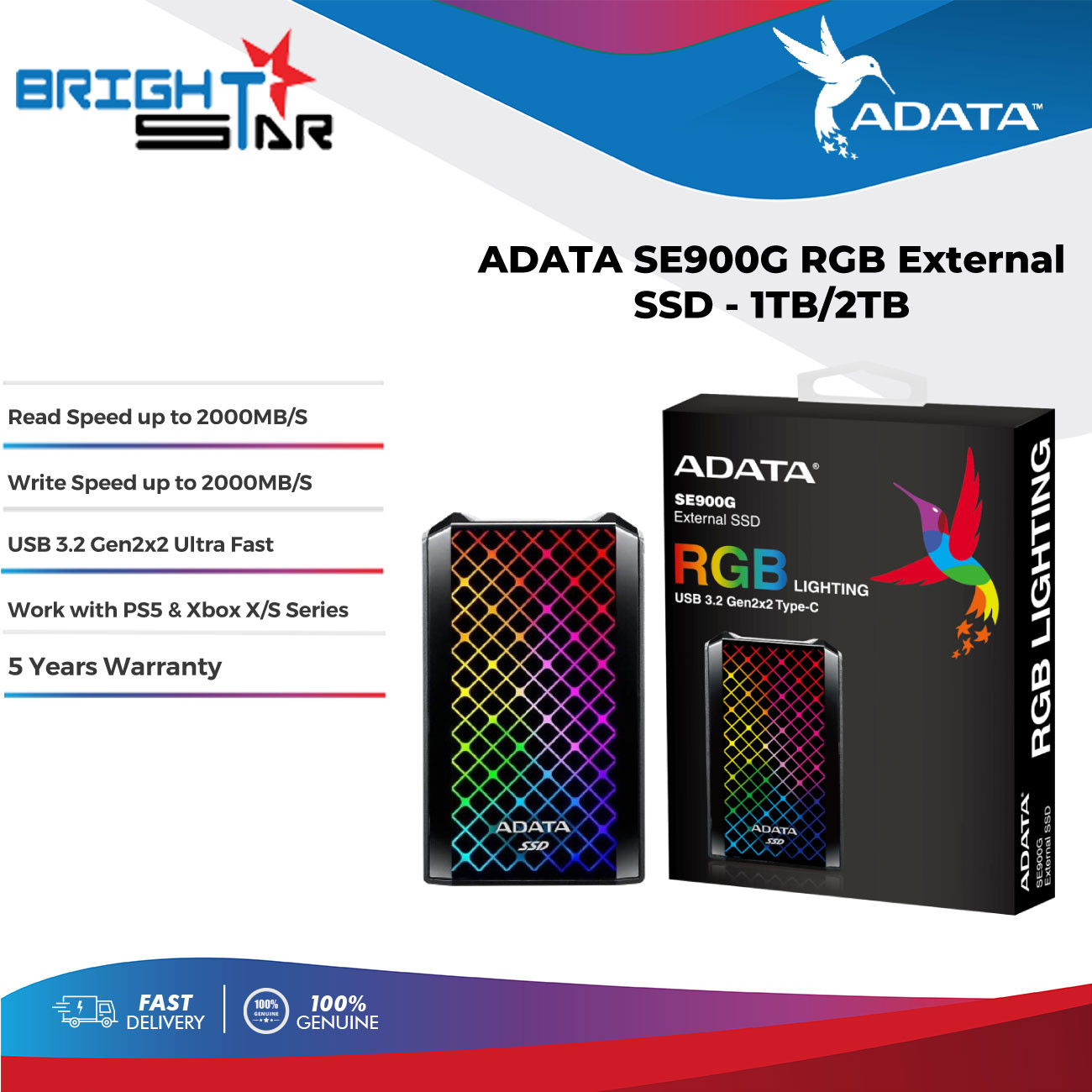 External Ssd 2tb Rgb Ssd ADATA SE900G RGB External SSD 1TB/2TB 1Tb
