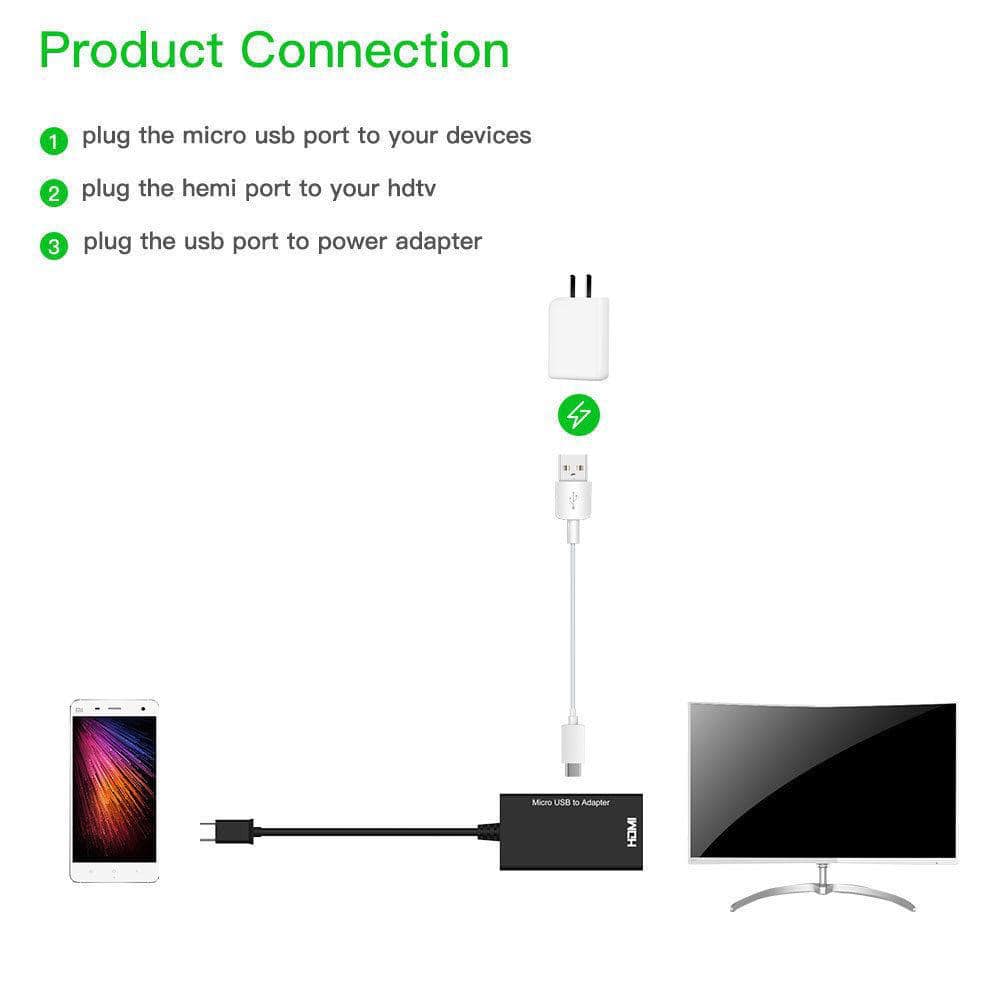 Mirco USB Adapter /Micro USB 2.0 MHL To HDMI Cable HD 1080P Adapter / HTC LG Android HDMI Converter  Compatible With Android. 