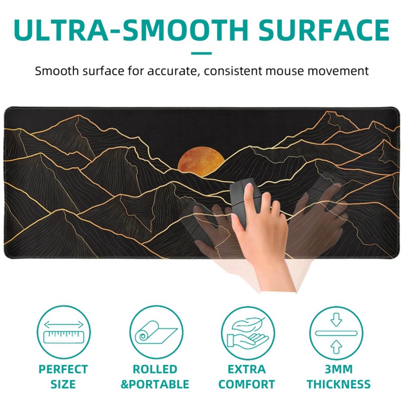Big Mouse Pad Gaming Mouse Pad Desk Pad Long Computer Keyboard Mouse Mat Mousepad with Non-Slip Base and Stitched Edge
