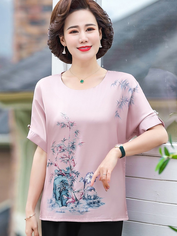 áo trung niên nữ- áo sơ mi lụa cho mẹ u50-60-70