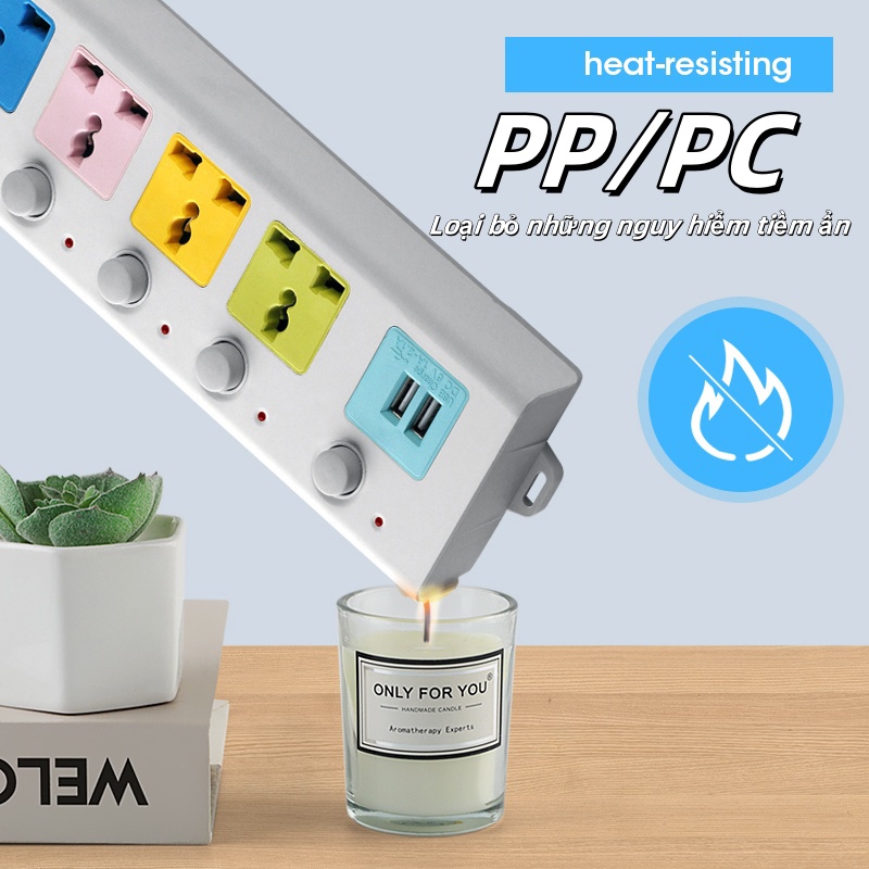 Ổ power plug，Multi-Function Socket Outlet Plug Universal Outlet Extension Cord Power Socket / Power Board / Power Strip with 4 Power Socket and 2 USB Ports with Independent Switch Charger Adapter 2200WHZ-345U-3，Ổ cắm chuyển đổi đầu 3 chân sang 2