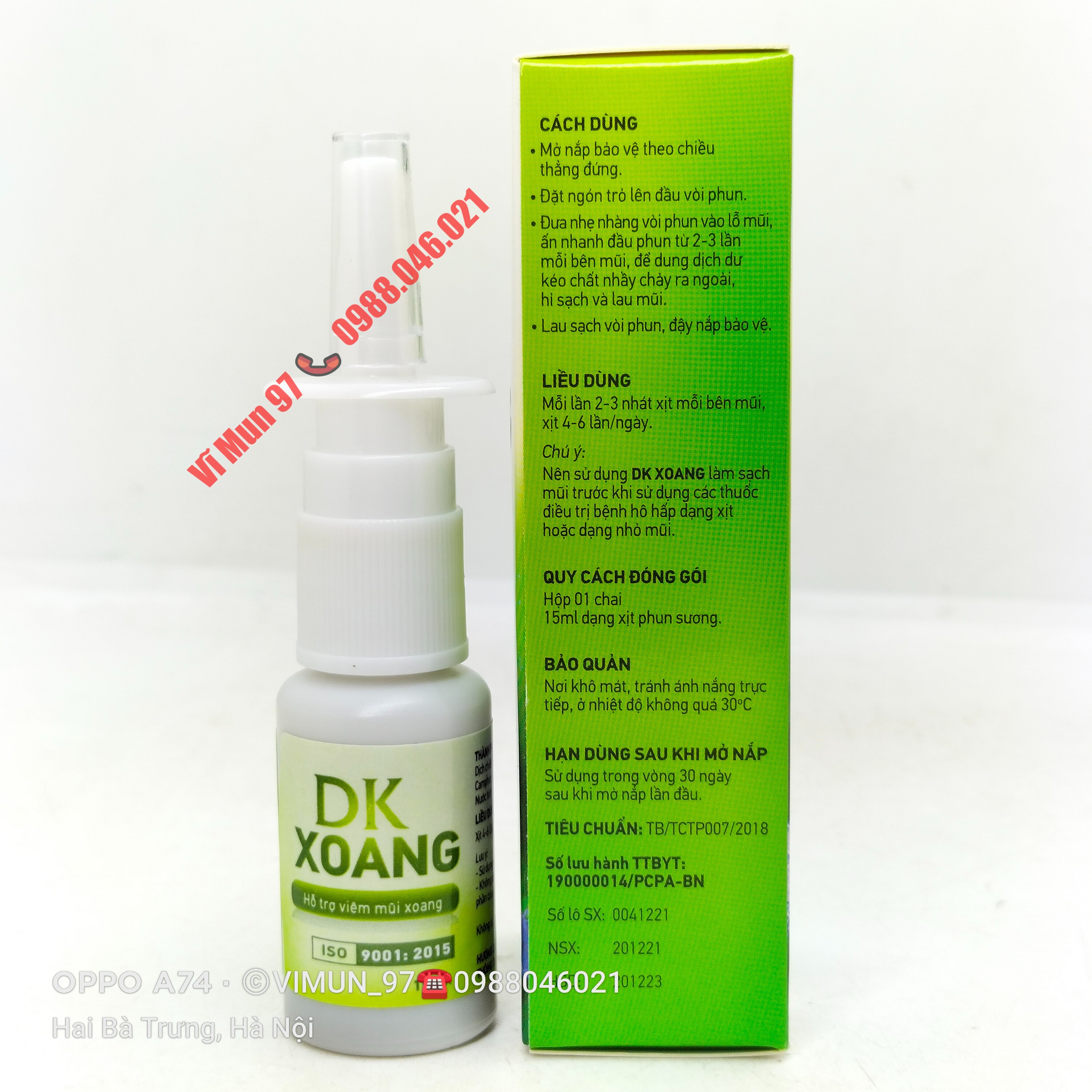 Xịt mũi thảo dược DK XOANG lọ 15ml