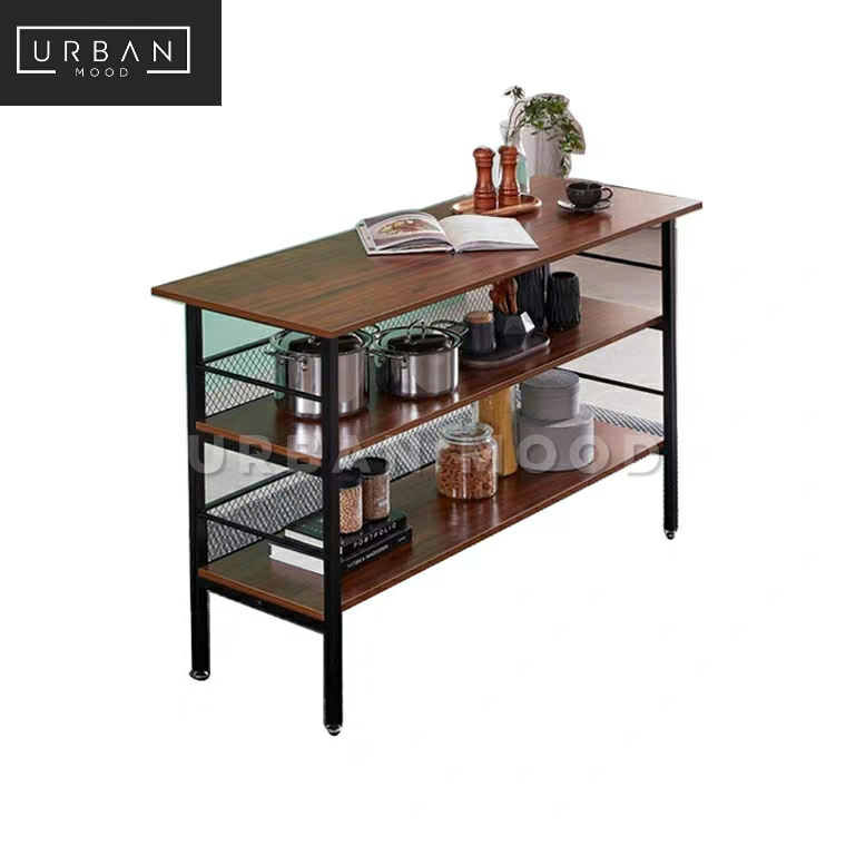 Pre Order Neal Industrial Solid Wood Kitchen Island Table Lazada Singapore
