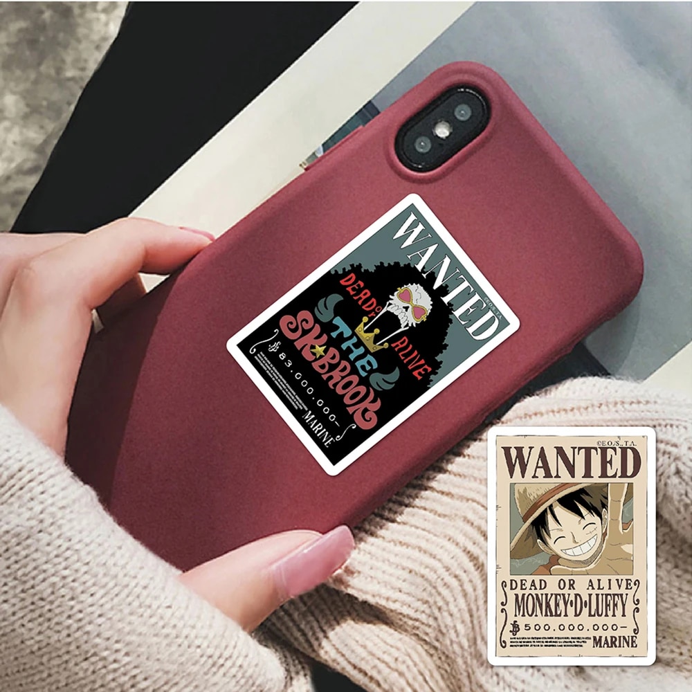 80PCS Anime One Piece Wanted Posters Stickers DIY Fridge Phone Suitcase Laptop Notebook Car Wall Cool Sticker Kids Toy. 