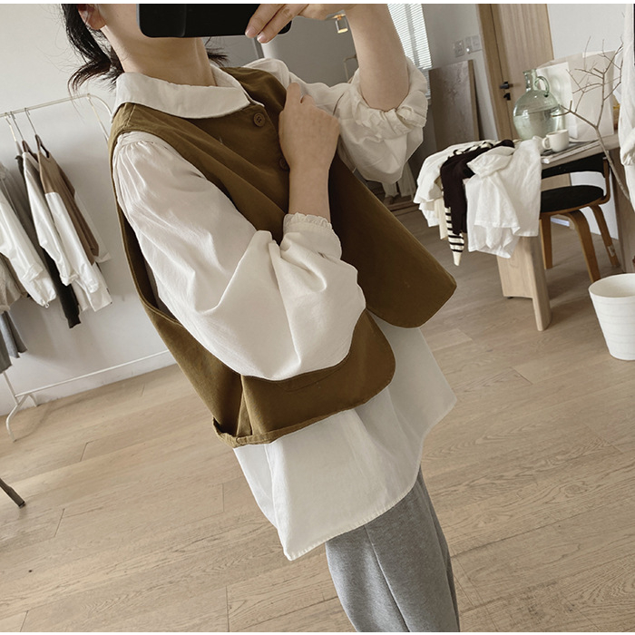 Áo gile nữ dáng basic chất kaki cực đẹp