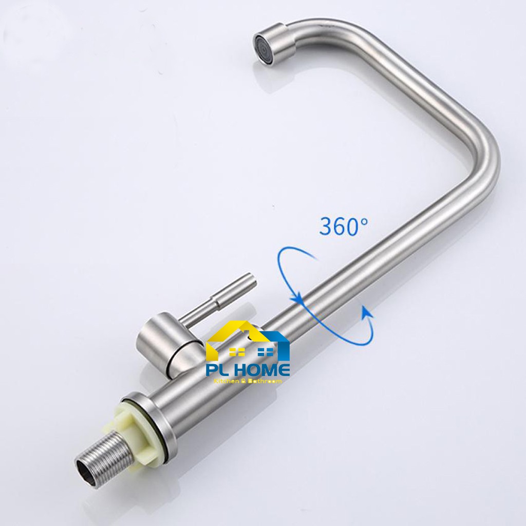 Vòi Rửa Chén Bát Lạnh Inox 304 Phi 18