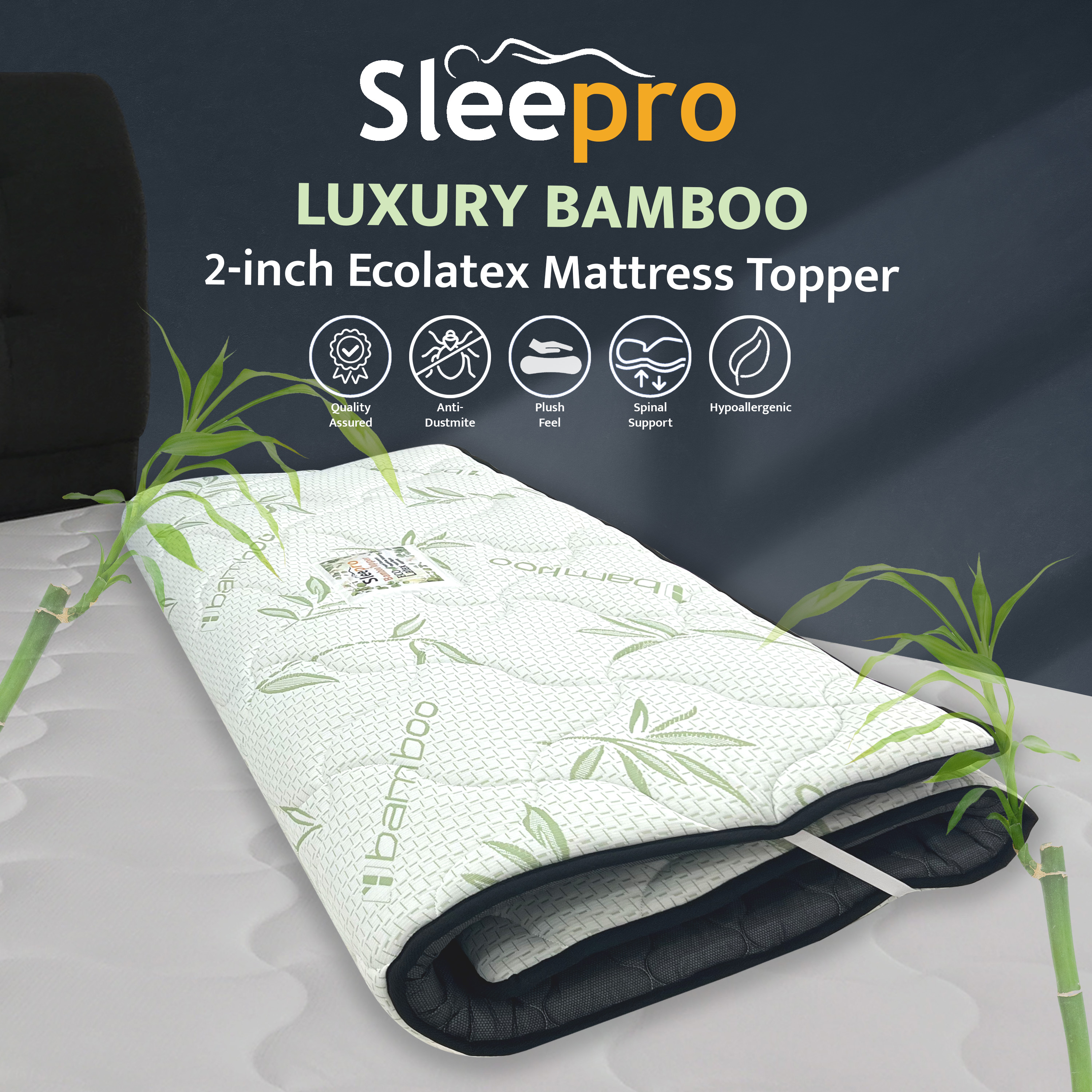 (Free Shipping) Sleepro Premium Luxury Bamboo 2Inch Ecolatex Mattress