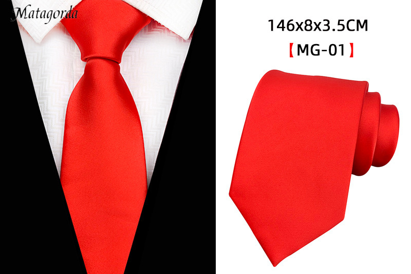 Satin Finish Men's Tie Solid Color Classic 8cm Width Polyester High-Density Reflective Fabric No Pilling Folding Resistant Husband Boyfriend Gift for Wedding Party Festival