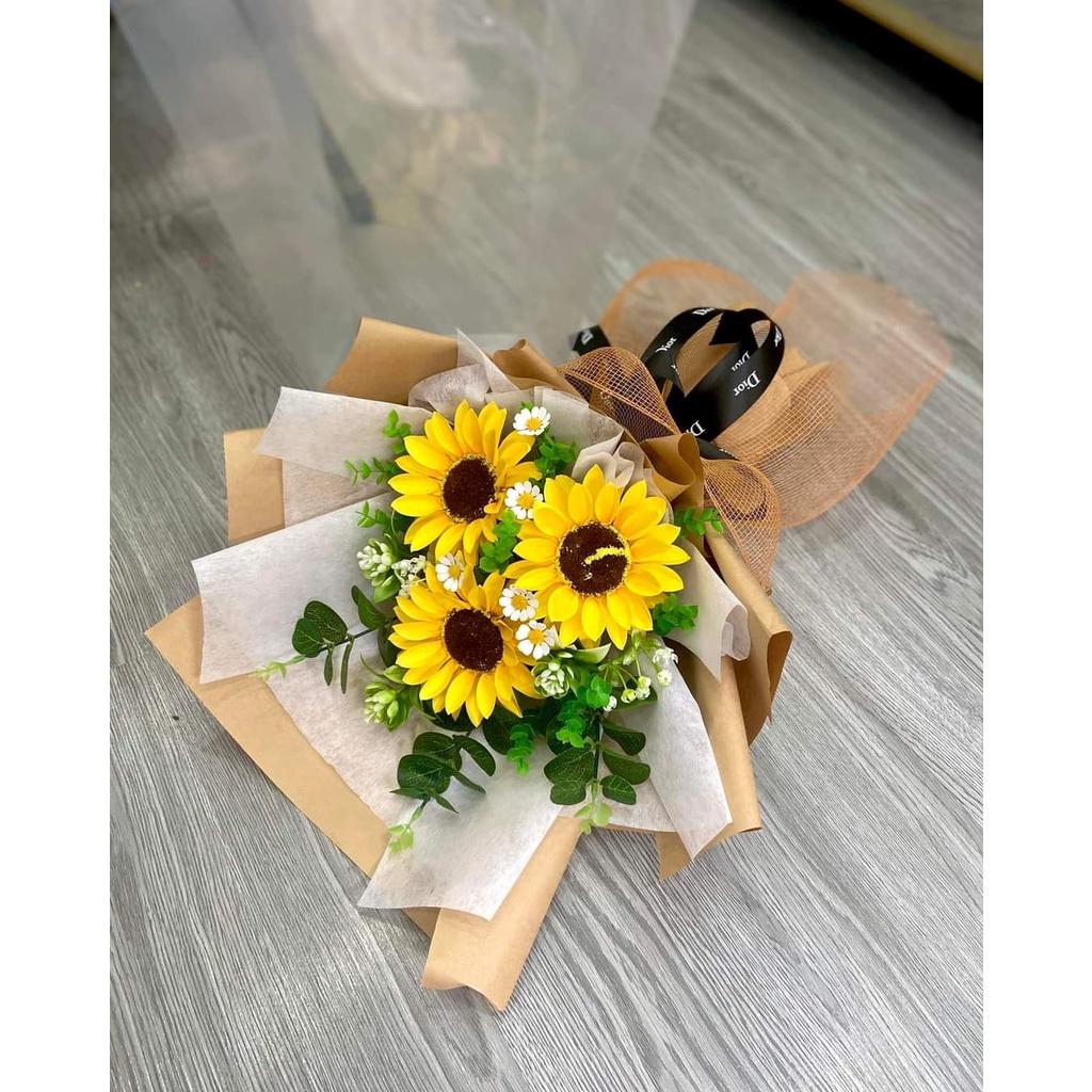 Đầu bông hoa hướng dương lụa trang trí