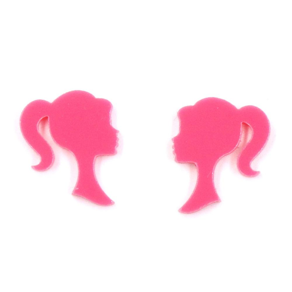 Yixingshop acrylic bông tai màu hồng barbie màu hồng barbie giày cao gót thời trang nhân vật barbie bé gái