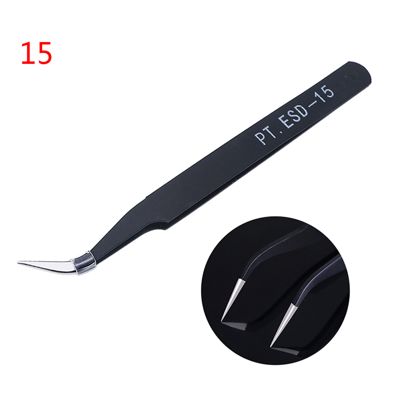 Zthome 1pcs esd-12 15 tweezers stainless steel industrial anti-static cross tweezers