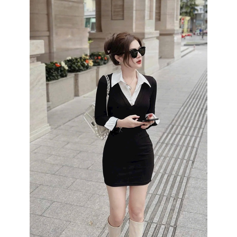 ĐẦM ÔM PHỐI CỔ SƠ MI TRANG TRỌNG CÁ TÍNH DPSM9