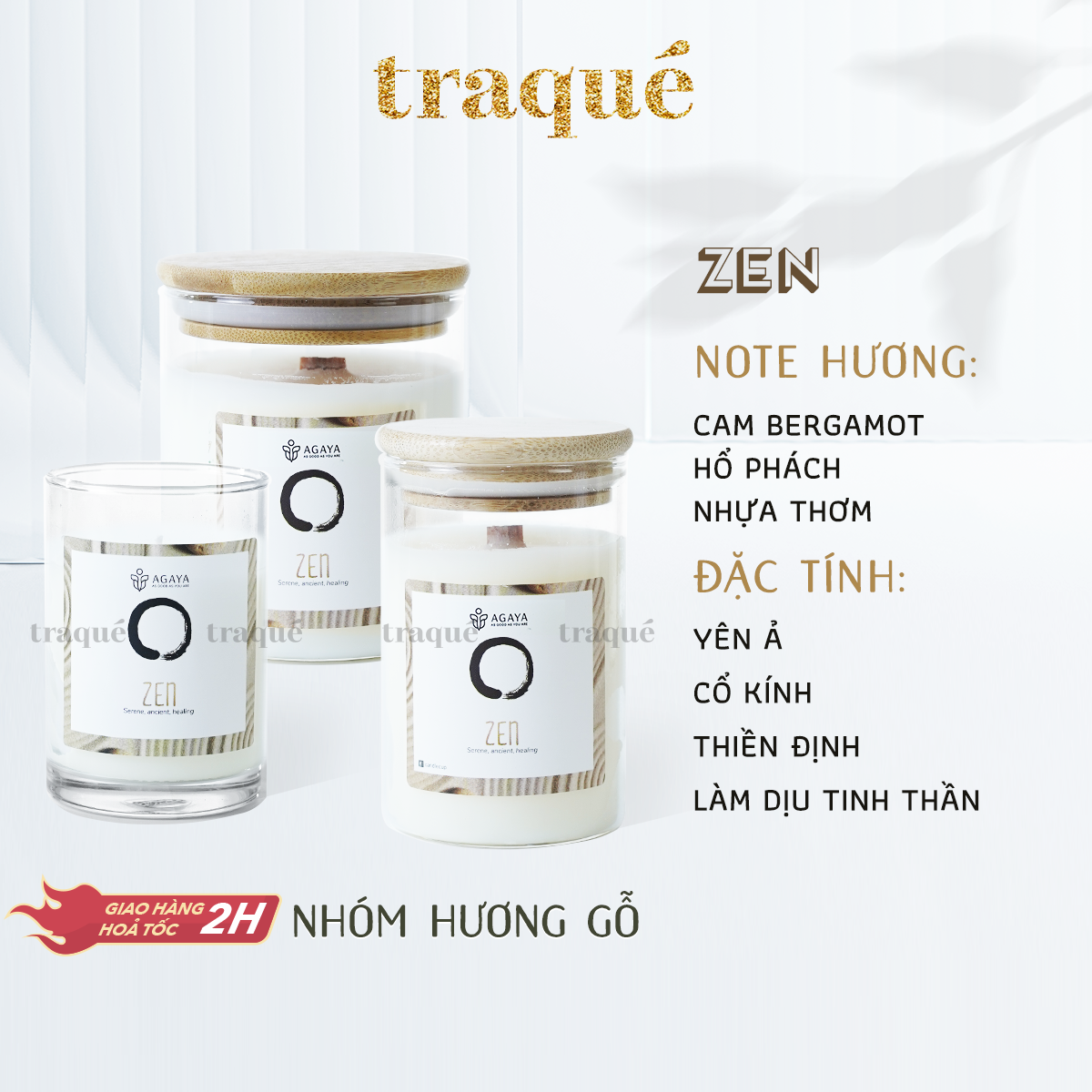 Nến thơm Agaya/Candle Cup - Hương Thảo Mộc ZEN