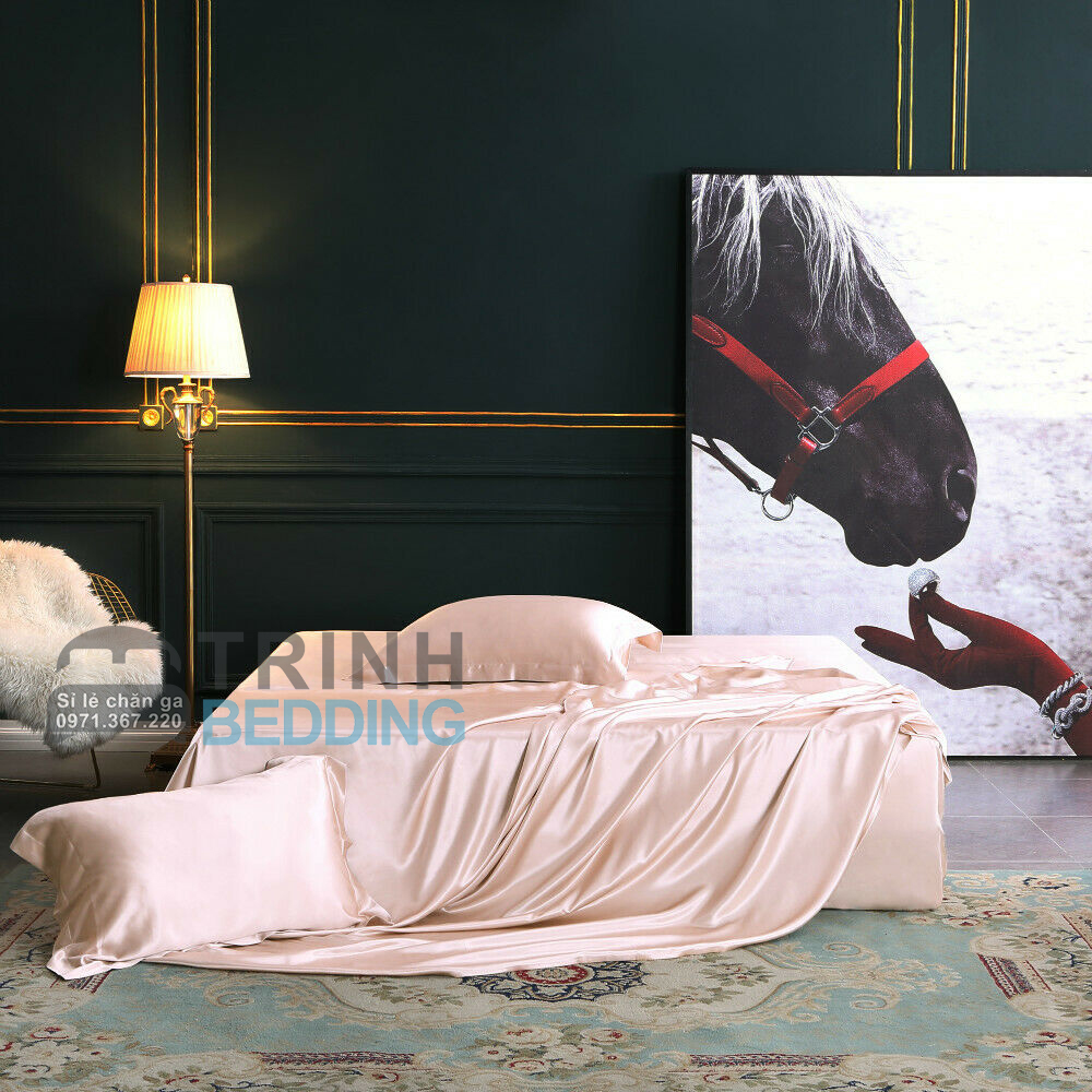Bộ Chăn Ga Gối Phi Lụa Vỏ Chăn 180x200cm