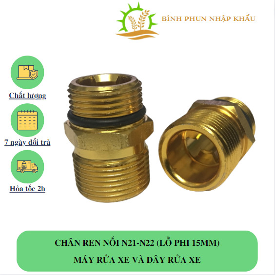 Khớp nối ren gắn thân máy rửa xe với đầu dây cao áp dùng cho máy rửa xe áp lực cao - Chân ren nối máy rửa xe