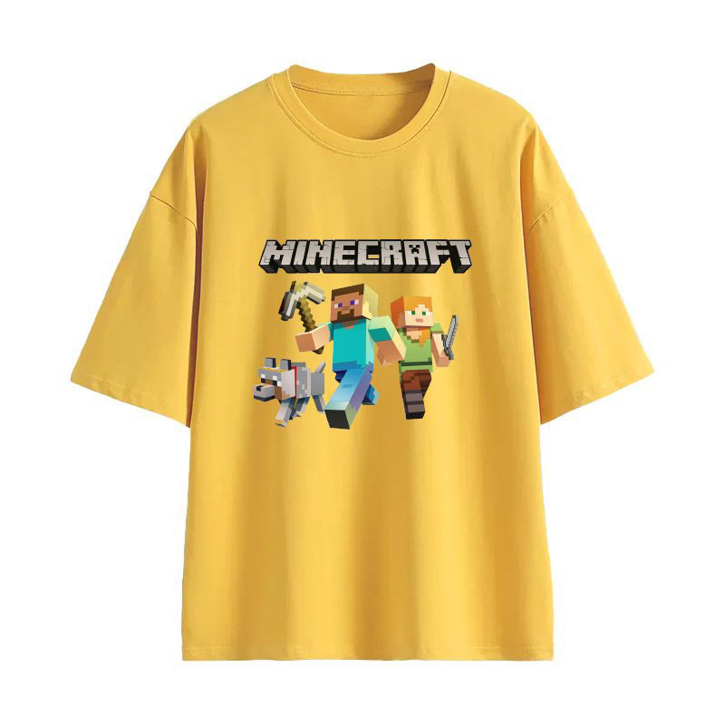 Áo thun cộc tay cotton Minecraft 002 size đại cho bé lớn