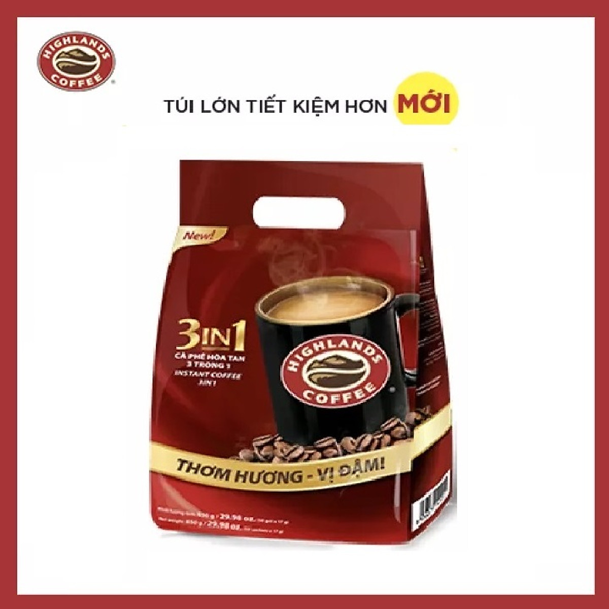 Cà phê sữa Highlands 3 in 1 850g (50 gói x 17g)