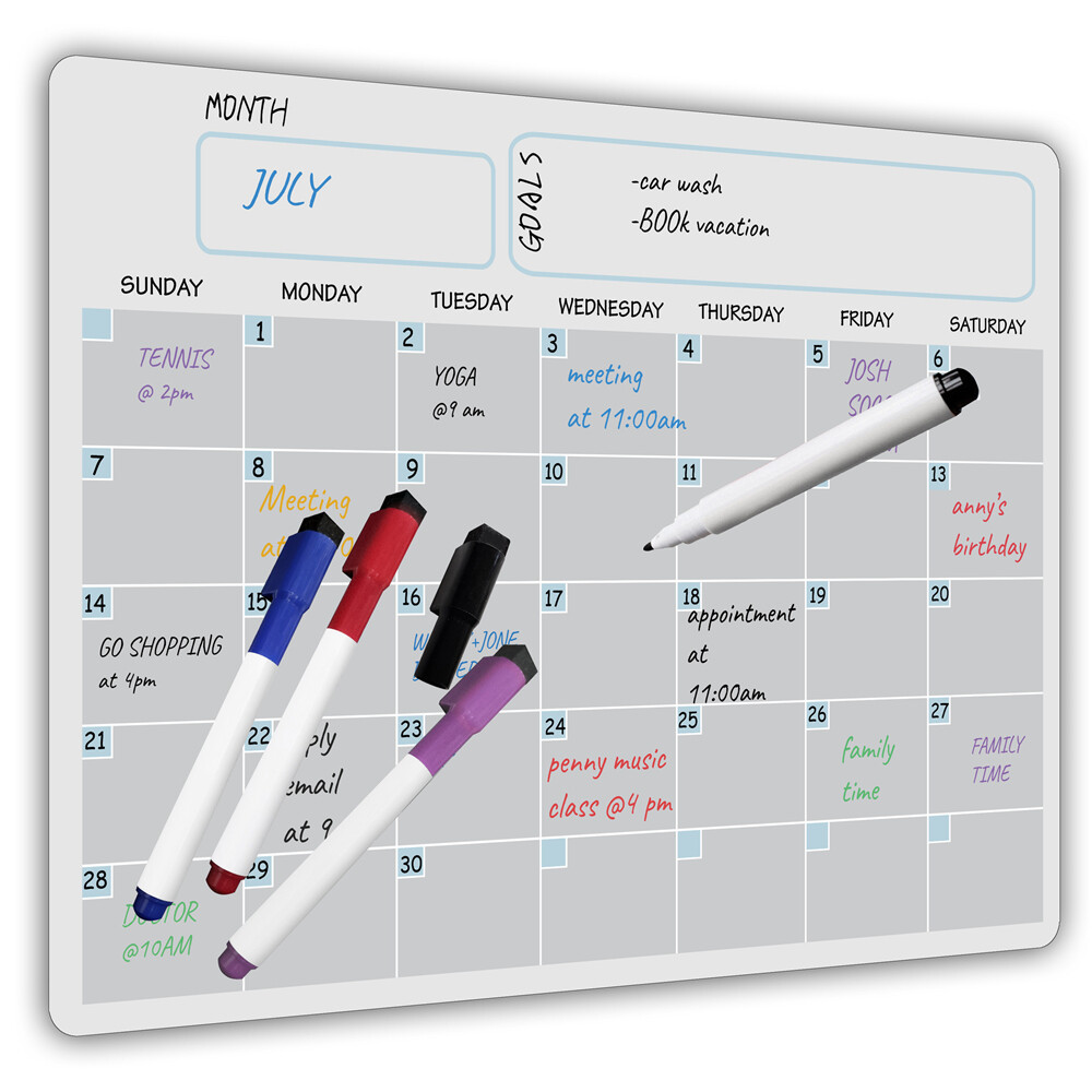 40x30cm Dry Erase Weekly Calendar for Fridge with Stain