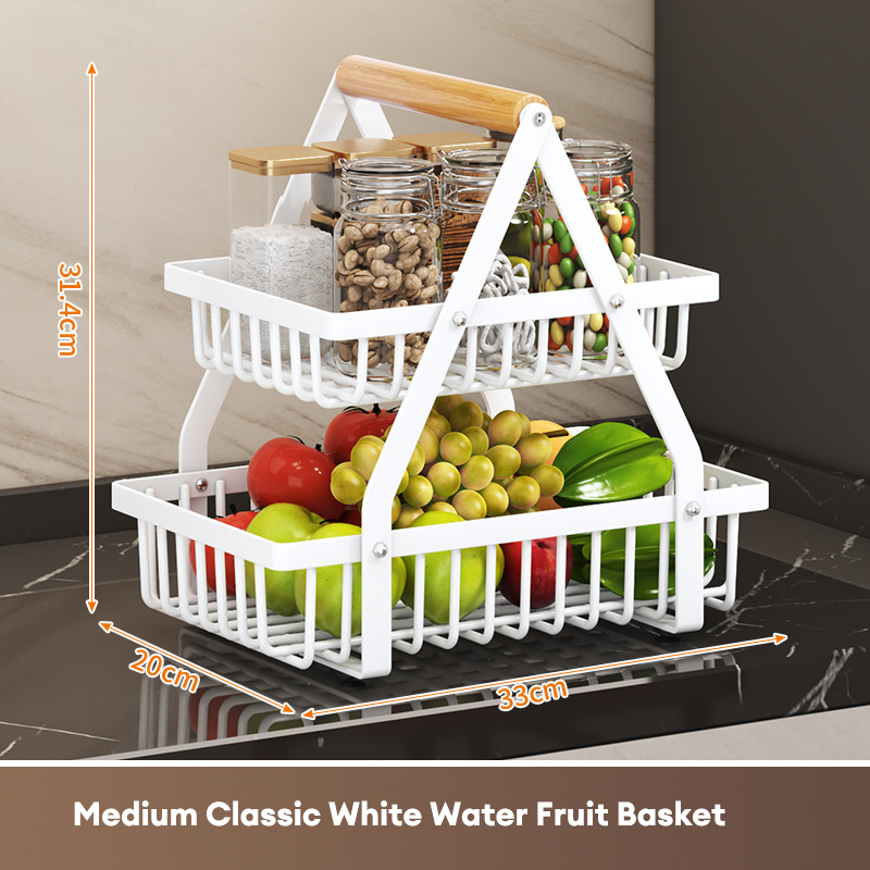 Kitchen vegetable storage rack countertop two-story vegetable basket storage basket for fruit and vegetable fruit rack portable basket save space simple