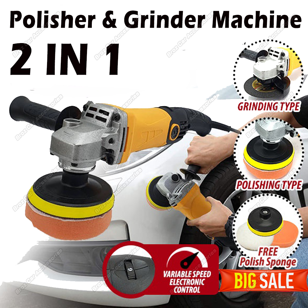 2 In 1 Car Polisher And Angle Grinder Machine 4" With Speed Control