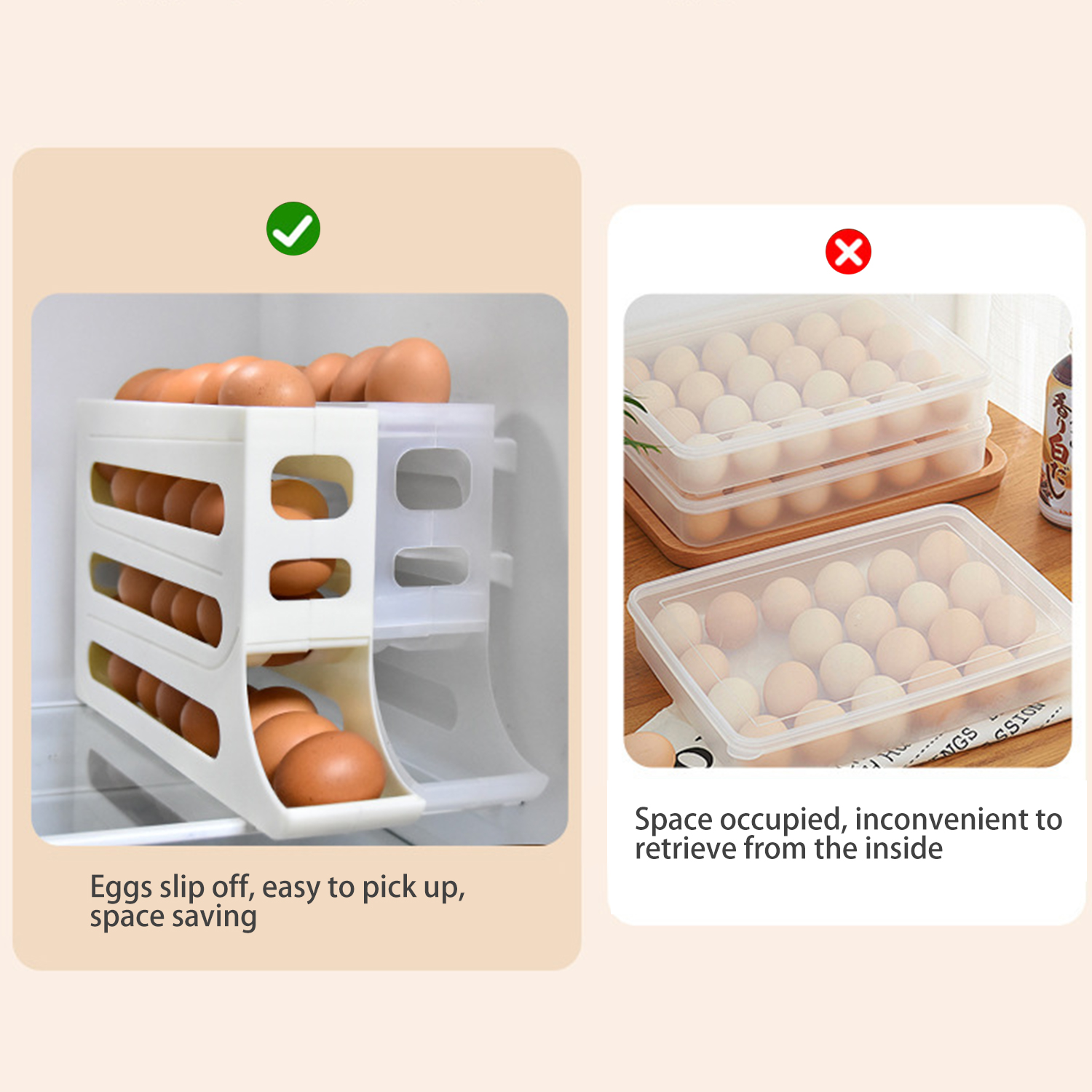 1 PC 4-Layer Automatic Scrolling Egg Rack Holder Refrigerator Egg Storage Box Basket Food Containers Egg Case Organizer for Kitchen
