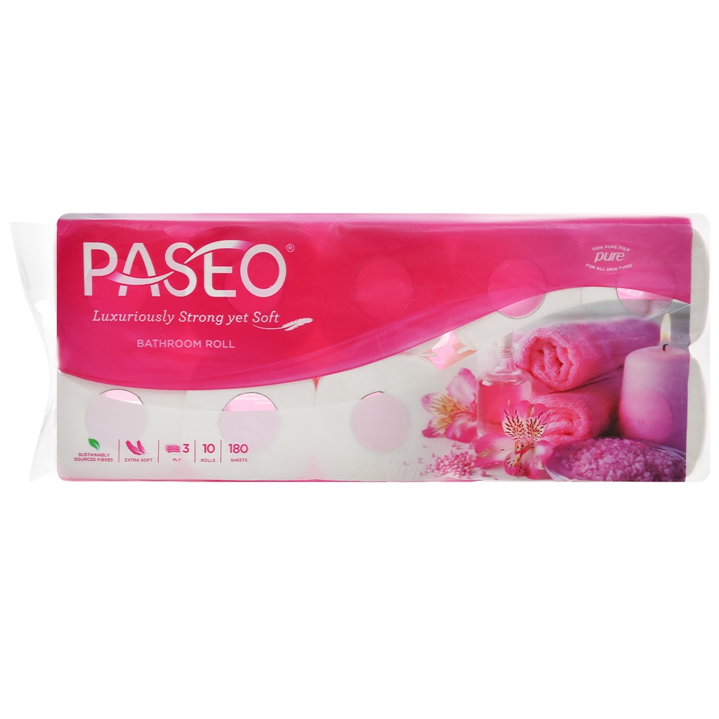 Combo 4 lốc Giấy vệ sinh Paseo 10 cuộn 3 lớp