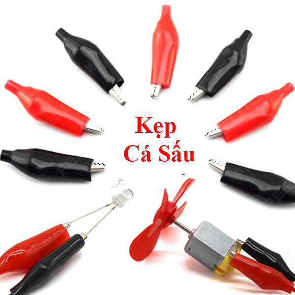 ( 1 cặp) Đầu kẹp cá sấu 5A đỏ đen ||