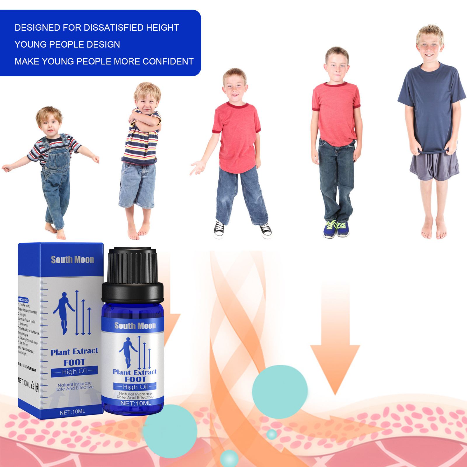 Height Increasing Oil Body Grow Taller Cell Conditioning Secretion Auxin Acupoint Stimulation Foot Care Bone Growth Essence 10ml. 