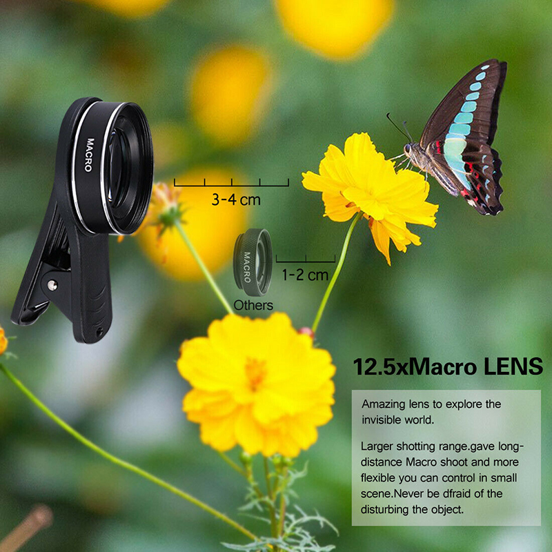 ZTHOME Super Wide Angle 0.45X and 15X Macro Lens Clip-on For iphone Camera Universal