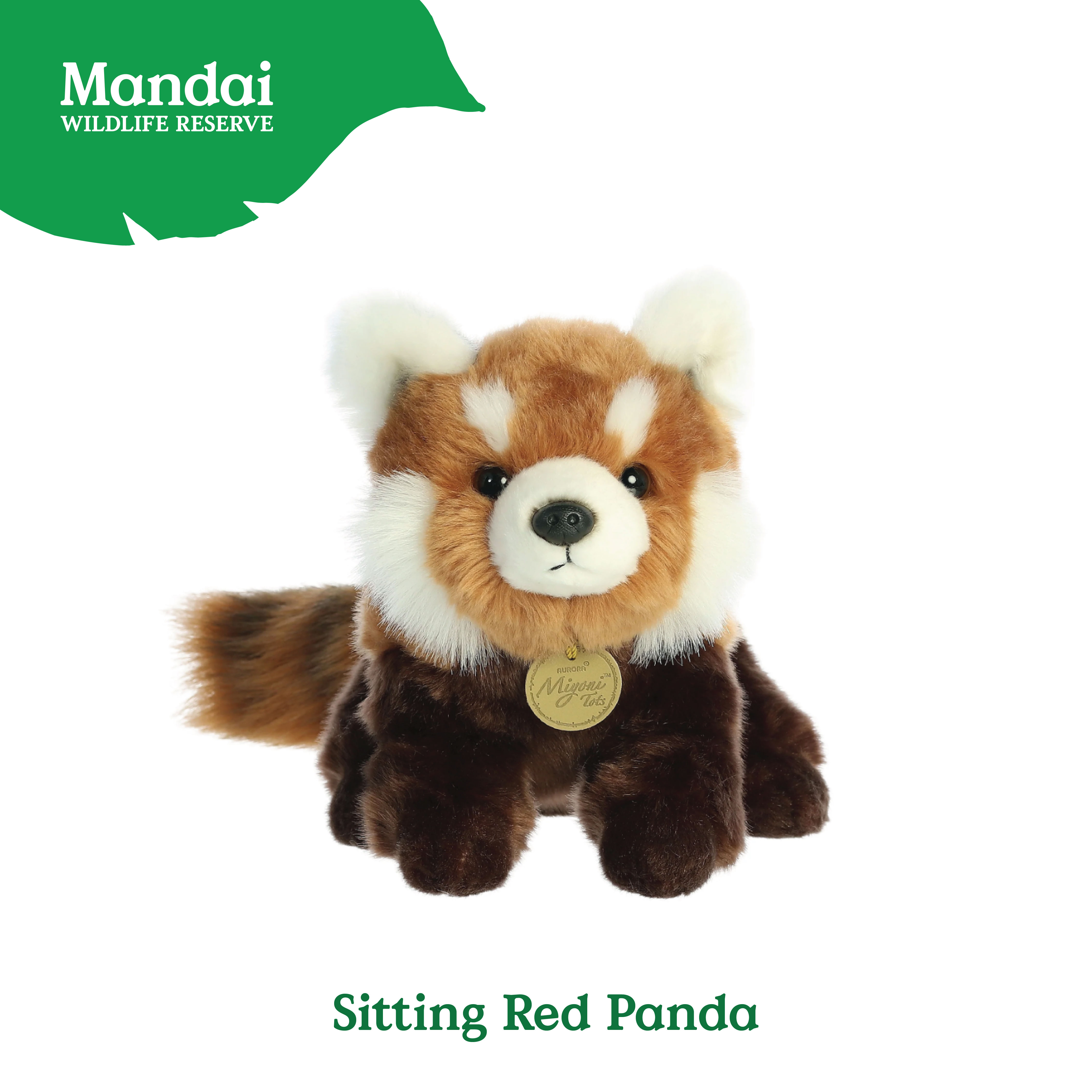 Sitting Red Panda Plush Toy Stuffed with Realistic Details Textures