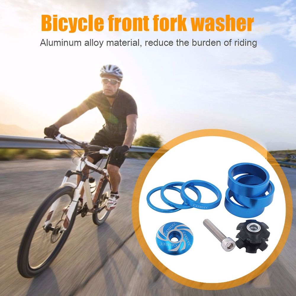 QSV8E Aluminum Alloy Cycling Front Fork Washer Stem Spacers Headset Riser Handlebar Spacers Stem Ring Gasket Set Bicycle Front Fork Washer Headset Spacer Bike Headset Washer