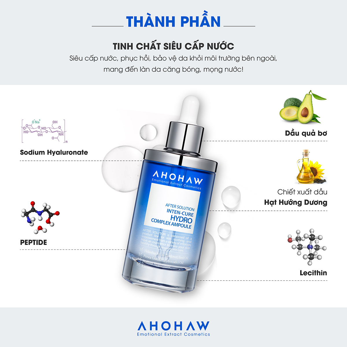 Tinh chất cấp ẩm - phục hồi cho làn da khô Inten Cure Hydro Complex Ampoule (50 ml - 150 ml)