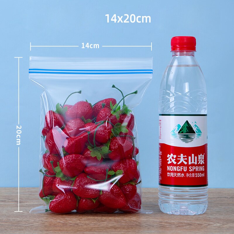 StoBag 50pcs Transparent Plastic Double Ziplock Bags Food Packaging Sealed  Frozen Thicken Waterproof Clear Pouch Wholesale