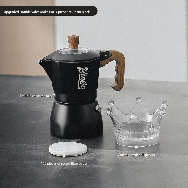 BINCOO Coffee Double Valve Moka Pot Home Coffee Pot Set Small Espresso Hand Grinder Coffee Maker