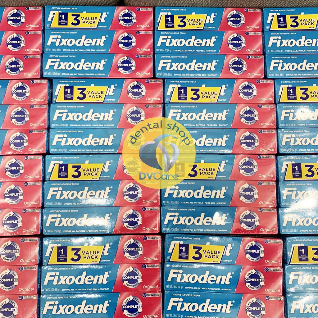 [Mẫu mới] Keo dán hàm răng giả hàm tháo lắp Fixodent Original 68g [dvcareshop]