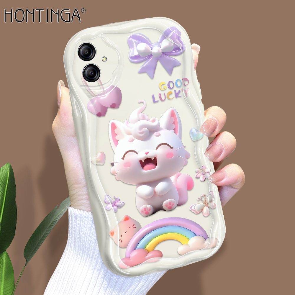 Hontinga%20for%20Samsung%20A04E%20Back%20Cover%20Pink%20Cat%20Phone%20Case%20Cream%20Texture%20Wavy%20Edge%20Soft%20Mobile%20Cover%20-%20Image%202