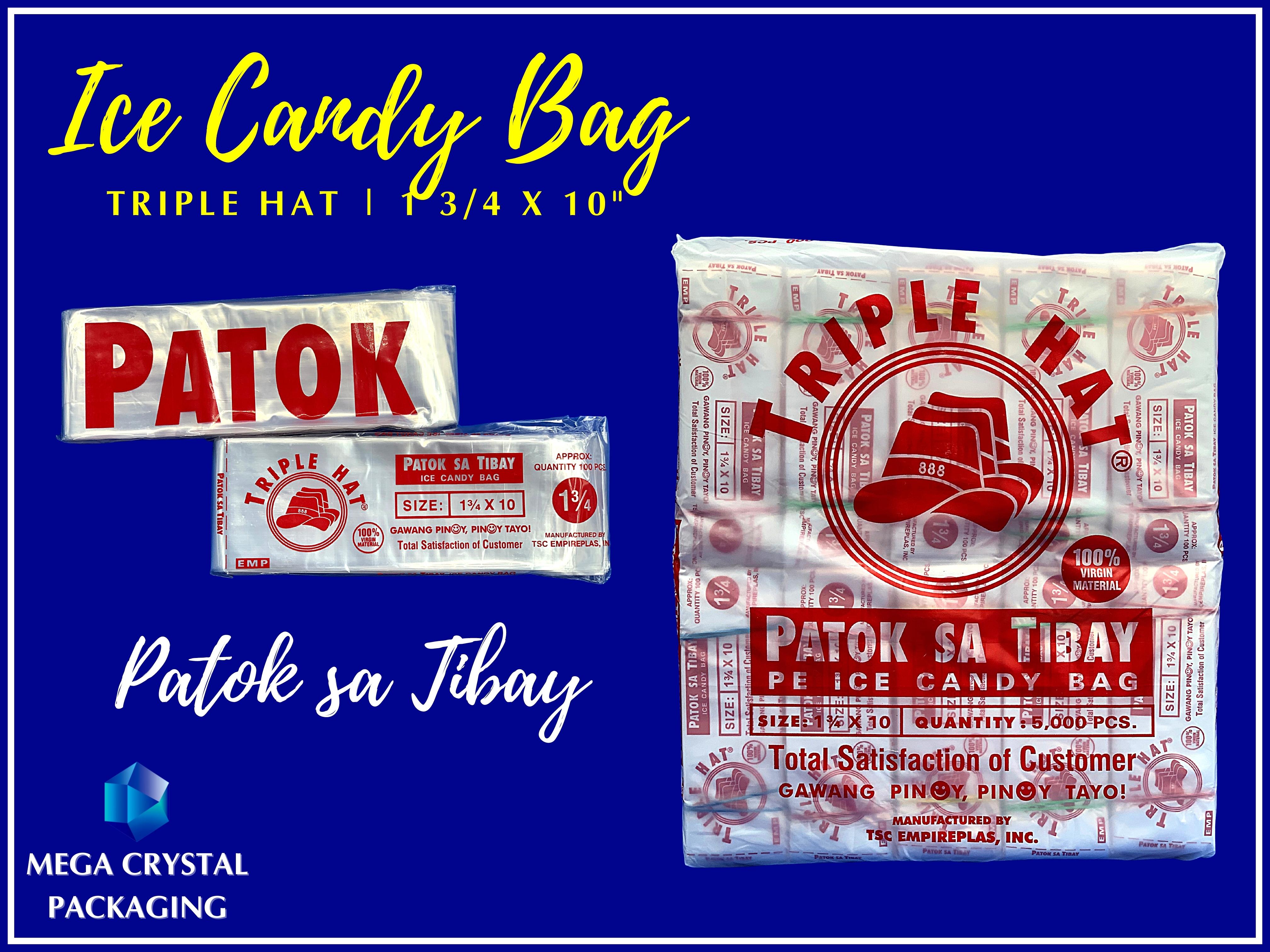 [ 100 Pcs. ] Ice Candy Bag Triple Hat Patok sa Tibay Clear Plastic 1