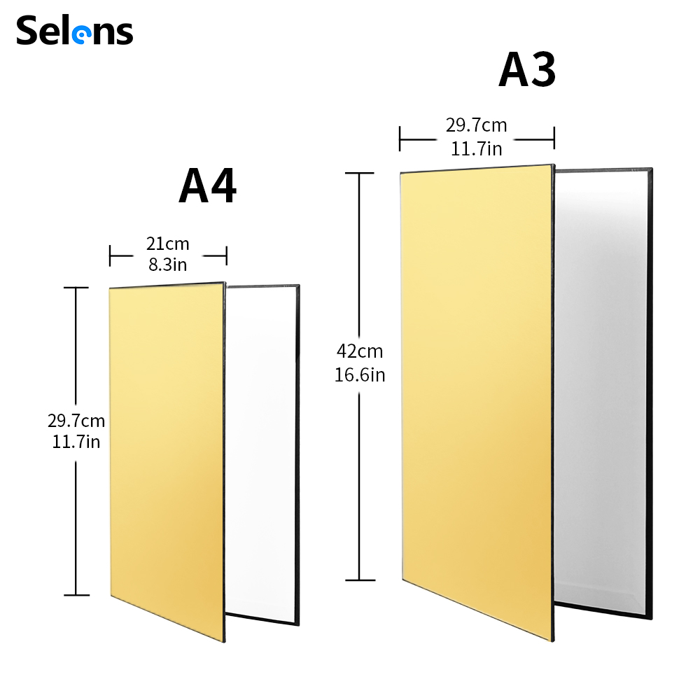 Selens Bìa Cứng Chụp Ảnh Phản Xạ Ánh Sáng 3 Trong 1 17X12 Inch, Bảng Khuếch Tán Ánh Sáng Có Thể Gập Lại Trong Studio Để Chụp Ảnh Sản Phẩm Tĩnh Vật Và Thực Phẩm-Màu Đen, Trắng Và Vàng Kim