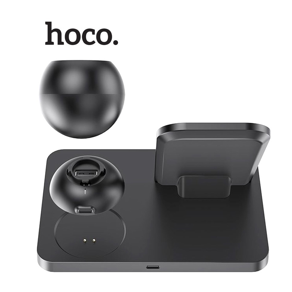 Đế sạc không dây Hoco CW33 sạc nhanh 15W chất liệu ABS cao cấp hỗ trợ sạc điện thoại , đồng hồ, airpod cùng lúc