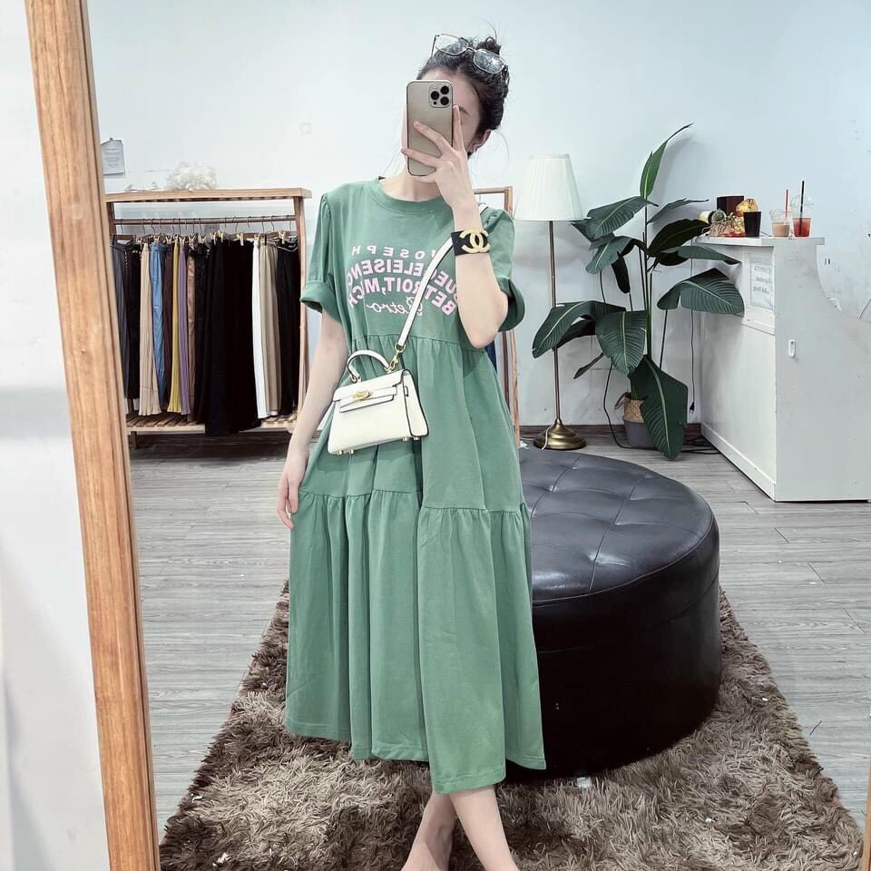 Váy bầu mùa hè chất cotton đẹp màu đen