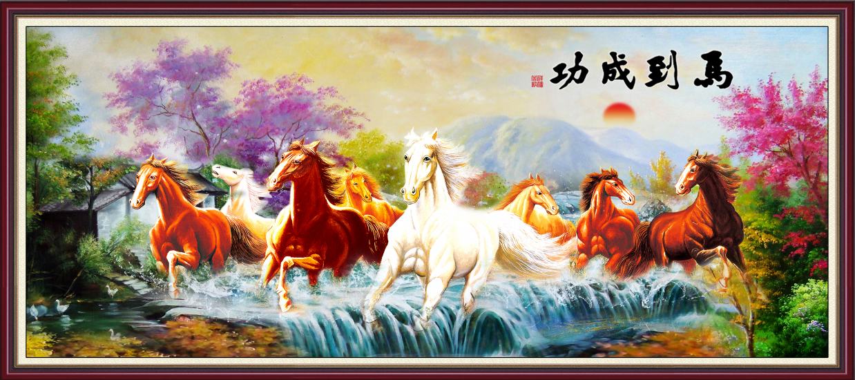 Tranh dán tường vtc mã đáo thành công lunatm-0211k phủ kim sa