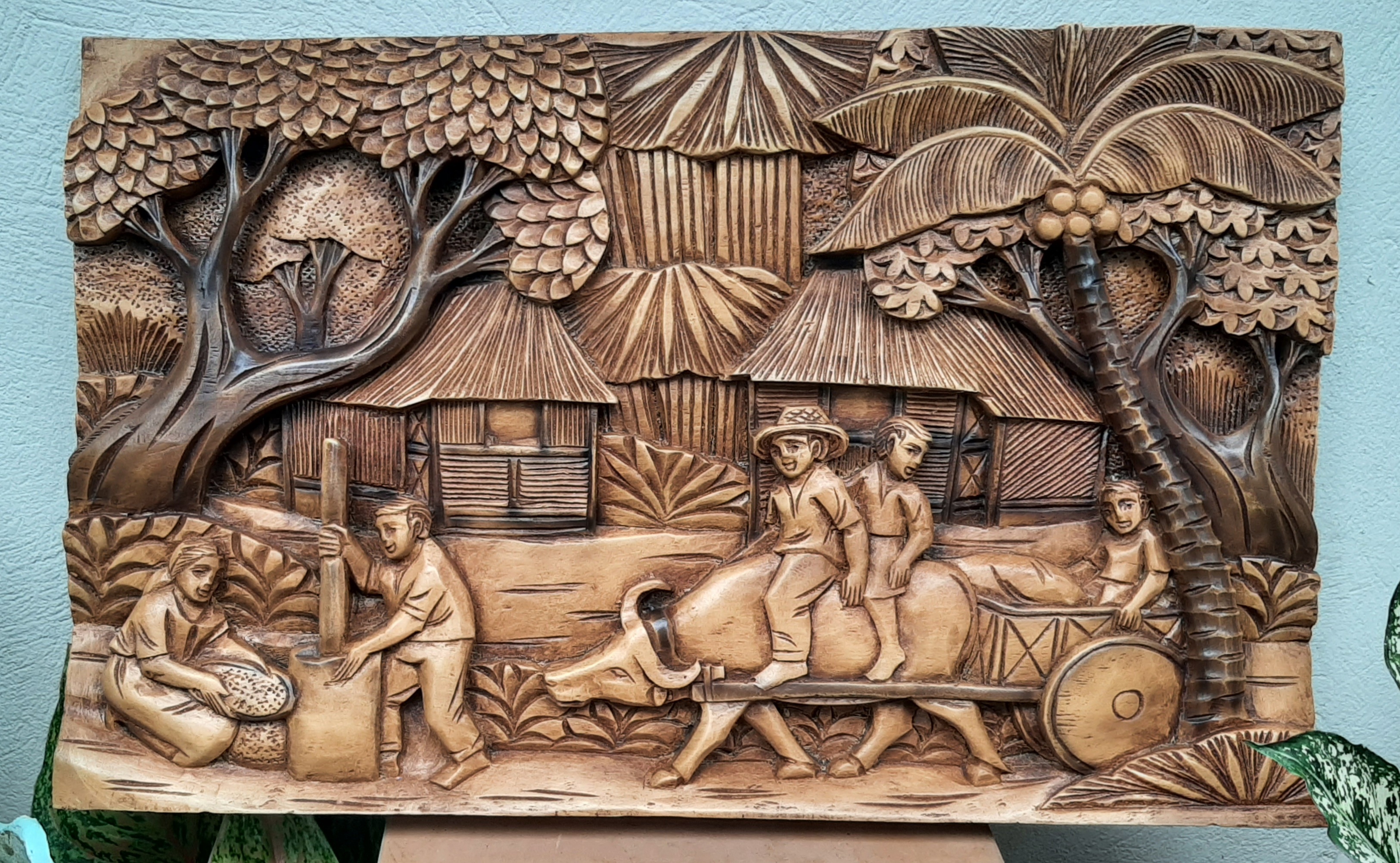 "AFTER THE HARVEST" CARVED IN 2 FT X 1.2 FT TREATED BATUKILING HARDWOOD