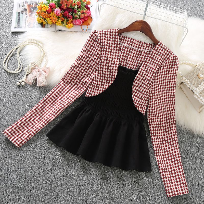 Aki20 Blouse Women Korean Style New Design 2024 In The Autumn of The New Slim Fake Two-piece Shirts Are Designed with A Sense of Niche High-end Stitching and High-end Versatile Tops