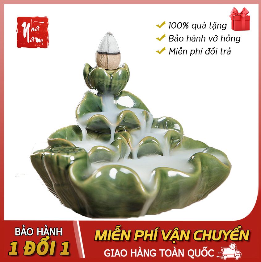 Thác khói trầm hương Lá Sen 4 tầng, tặng 1 nụ trầm hương - Phong Thủy Nhã Nam